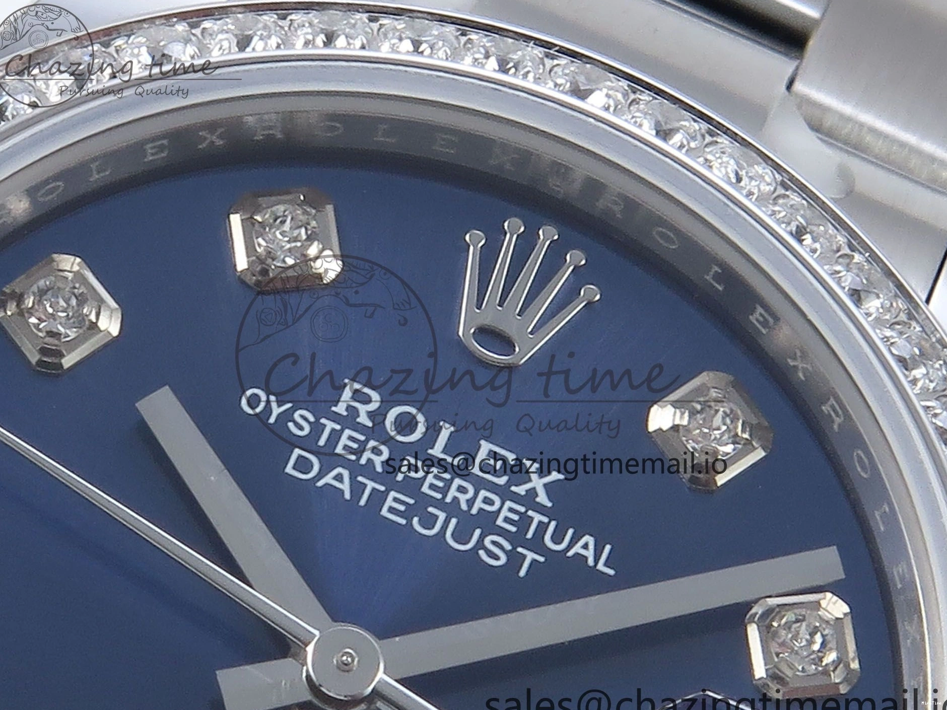 MiroTime 0421 TravelReady DateJust 31 278384RBR ARF 1:1 Best Edition 904L Steel Blue Diamonds Dial Diamonds Bezel on SS Oyster Bracelet ETA 434